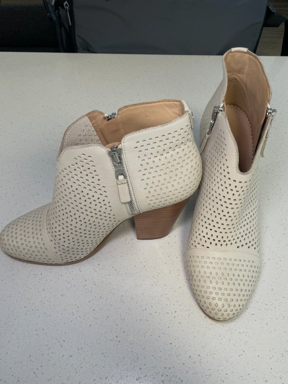 Rag & Bone Womens’ Margot Perforated White Leather Booties - Size 40 - Picture 2 of 9